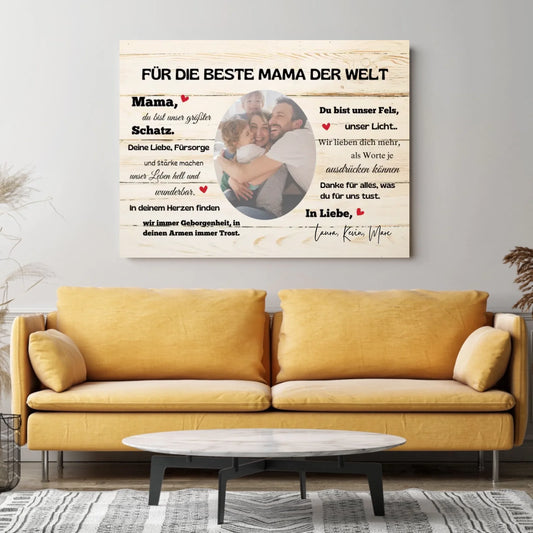 Pour la meilleure maman du monde - Toile photo personnalisée Famille