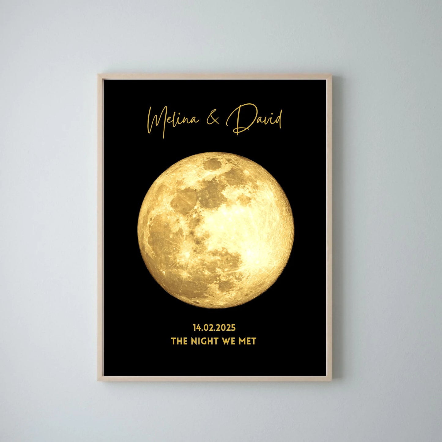 La nuit de notre rencontre - Affiche personnalisée des phases de la lune, cadeau Golden Moon by Date