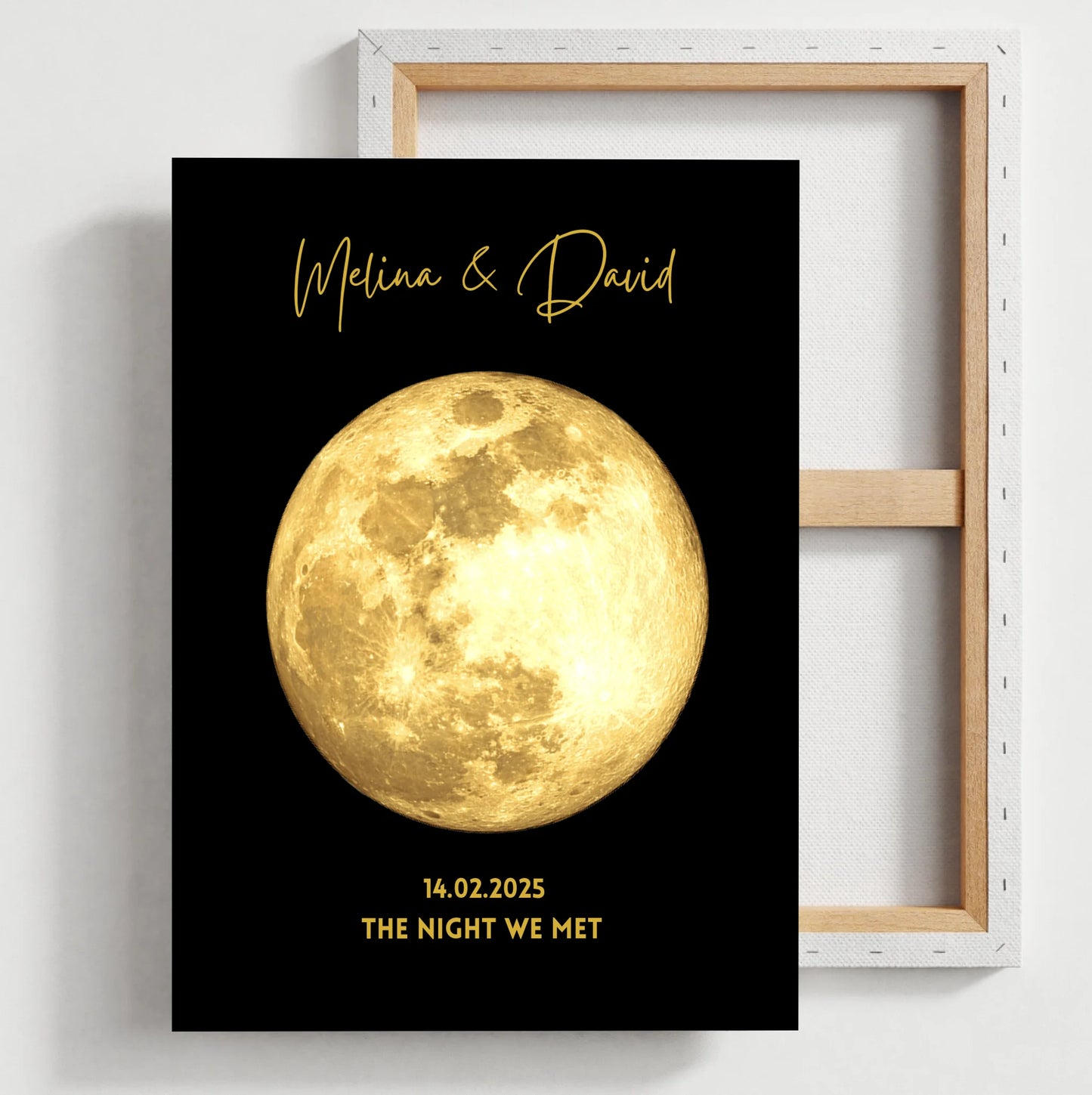 La nuit de notre rencontre - Affiche personnalisée des phases de la lune, cadeau Golden Moon by Date
