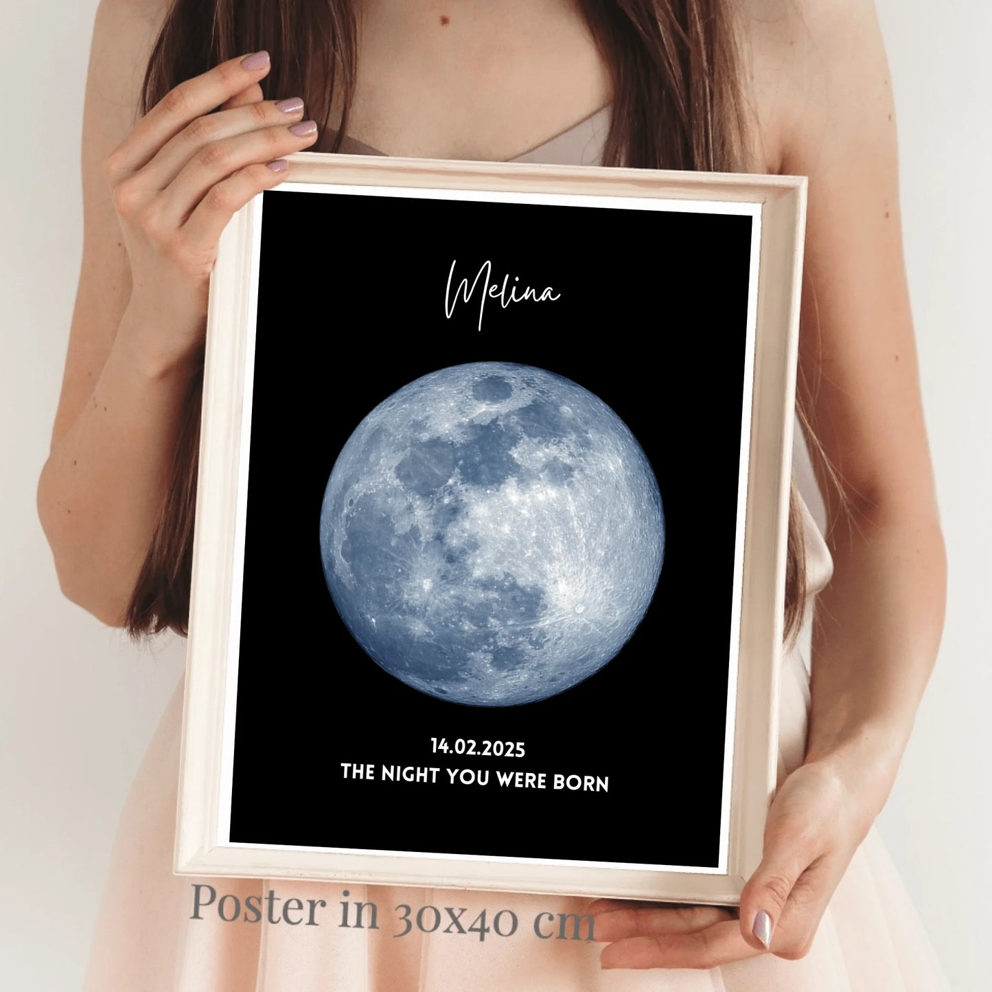 De nacht dat je geboren werd - Gepersonaliseerde maanfase poster verjaardag, geboortemaan