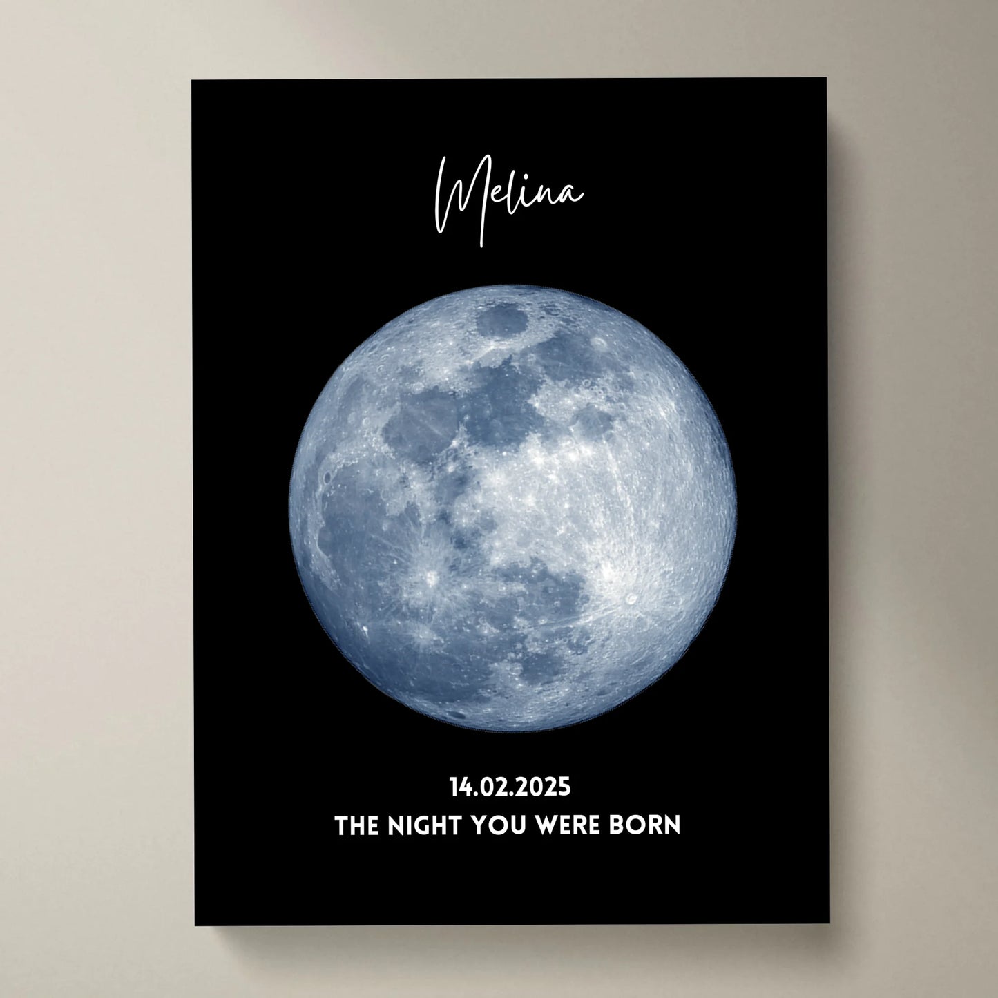 De nacht dat je geboren werd - Gepersonaliseerde maanfase poster verjaardag, geboortemaan