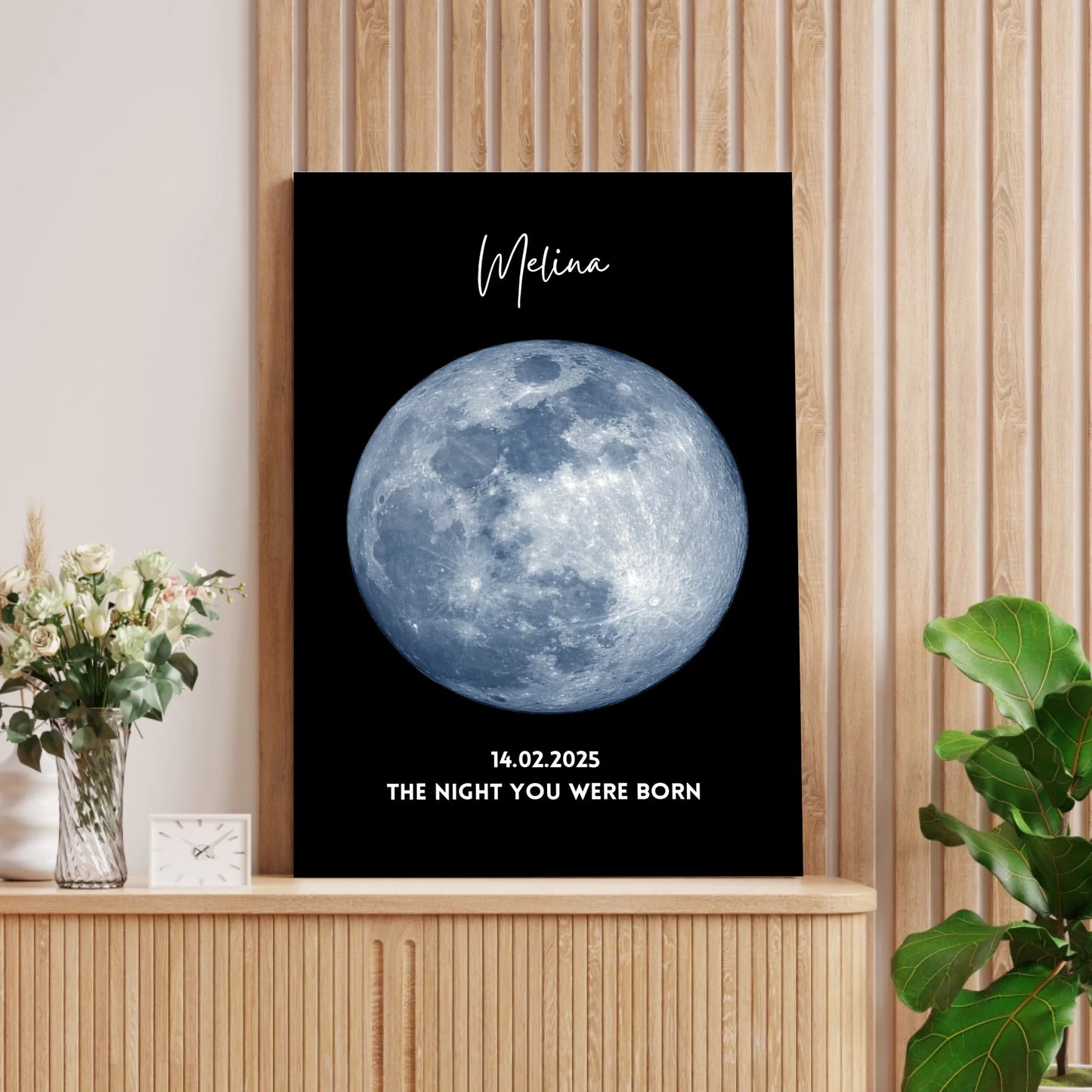 De nacht dat je geboren werd - Gepersonaliseerde maanfase poster verjaardag, geboortemaan