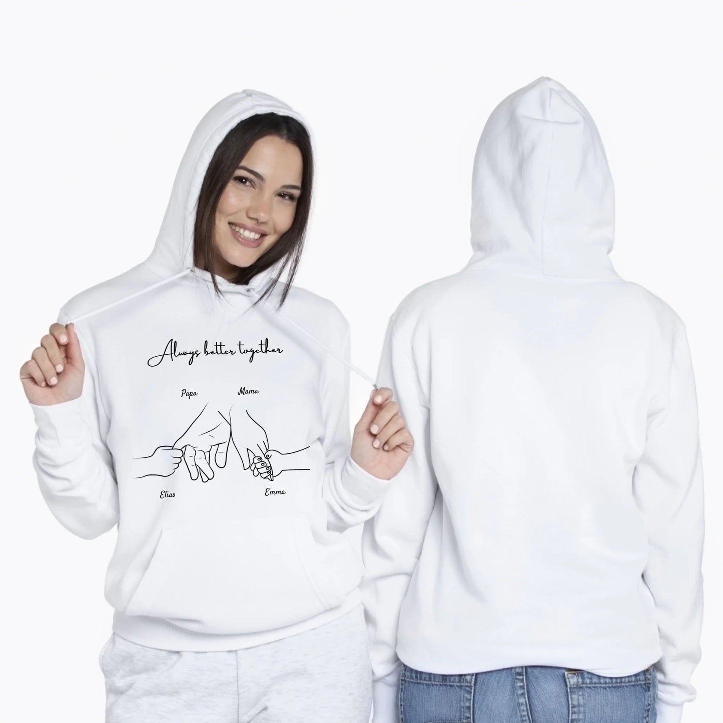 Main dans la main - Sweat à capuche unisexe personnalisé, sweat à capuche familial