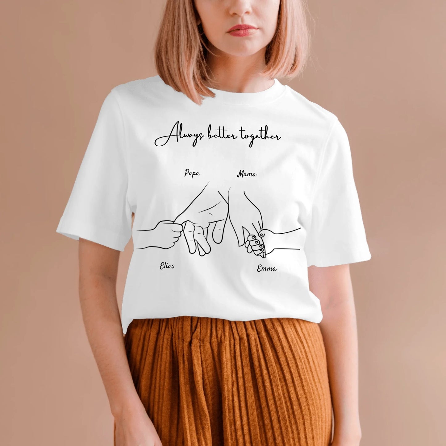Main dans la main - T-shirt personnalisé pour toute la famille (100% coton, unisexe)