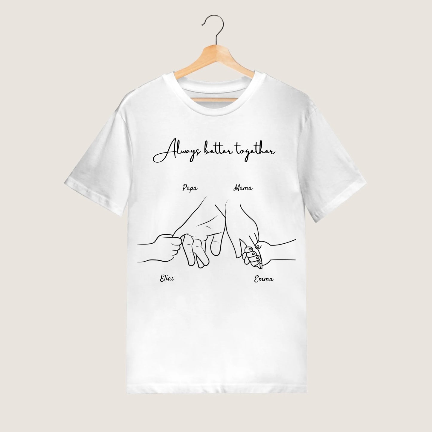Main dans la main - T-shirt personnalisé pour toute la famille (100% coton, unisexe)