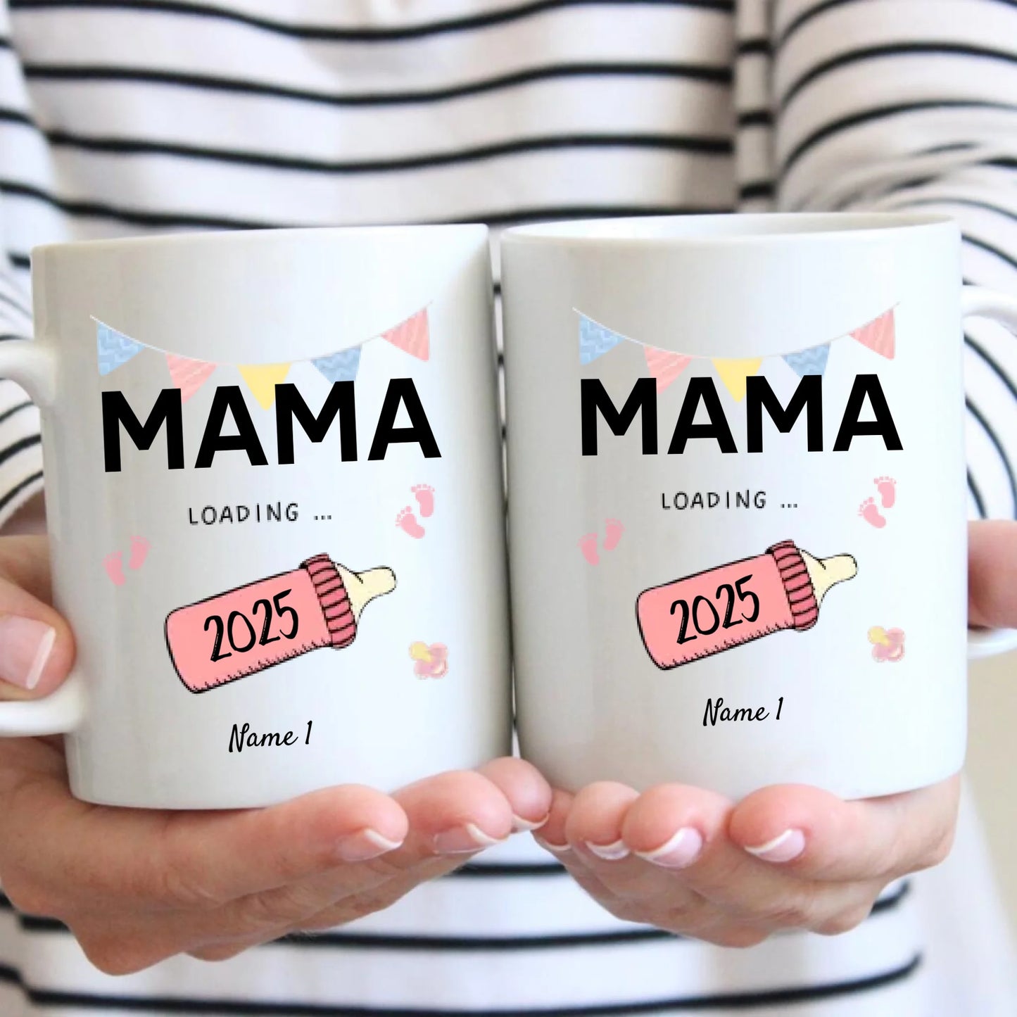 Mama Loading 2025 - Mug personnalisé pour futures mamans, papas, pour l'annonce (maman, papa, mamie, papy, marraine, parrain)