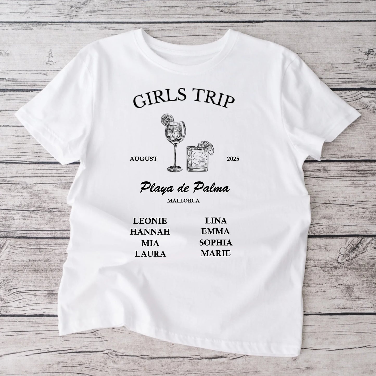 T-shirt personnalisé pour amis, enterrement de vie de jeune fille, vacances, équipe (100 % coton, unisexe)