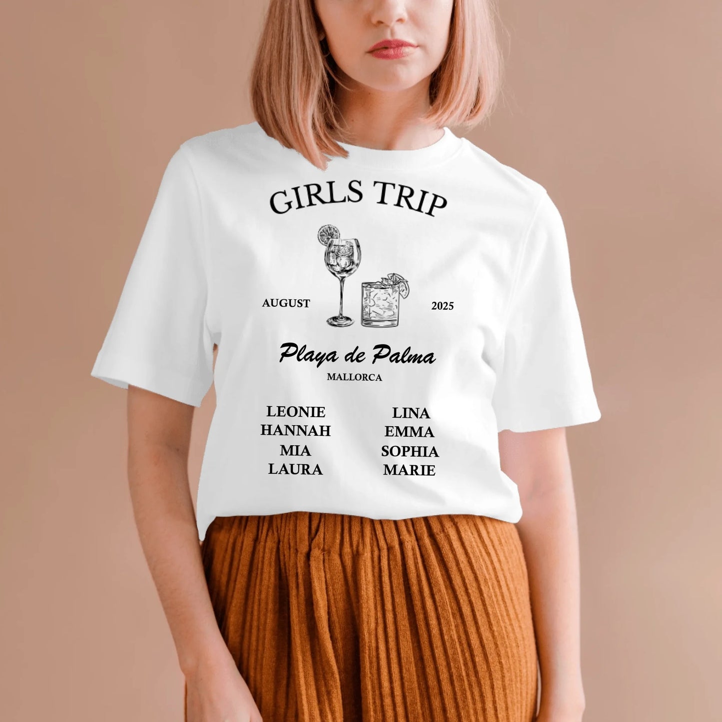 T-shirt personnalisé pour amis, enterrement de vie de jeune fille, vacances, équipe (100 % coton, unisexe)