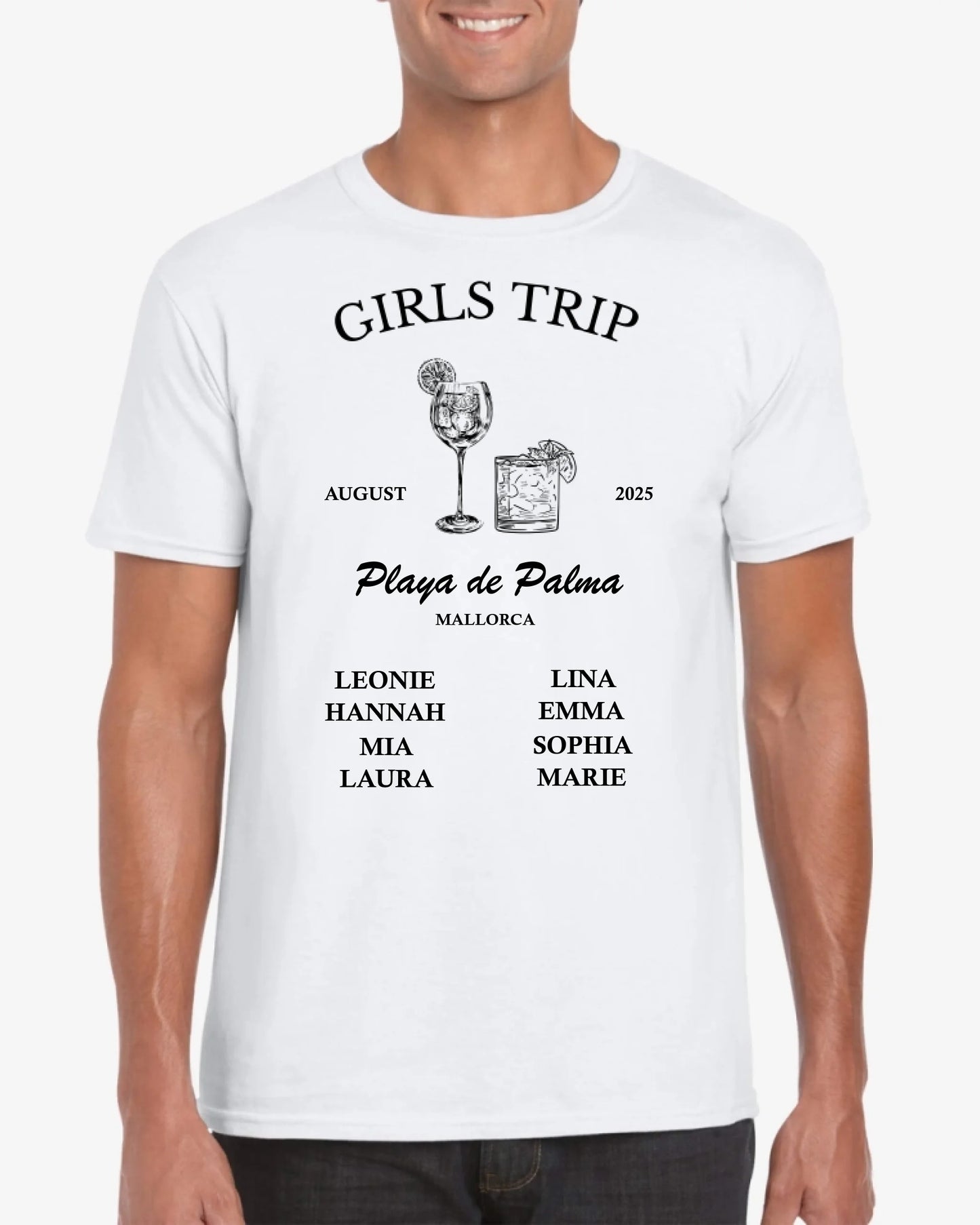 T-shirt personnalisé pour amis, enterrement de vie de jeune fille, vacances, équipe (100 % coton, unisexe)