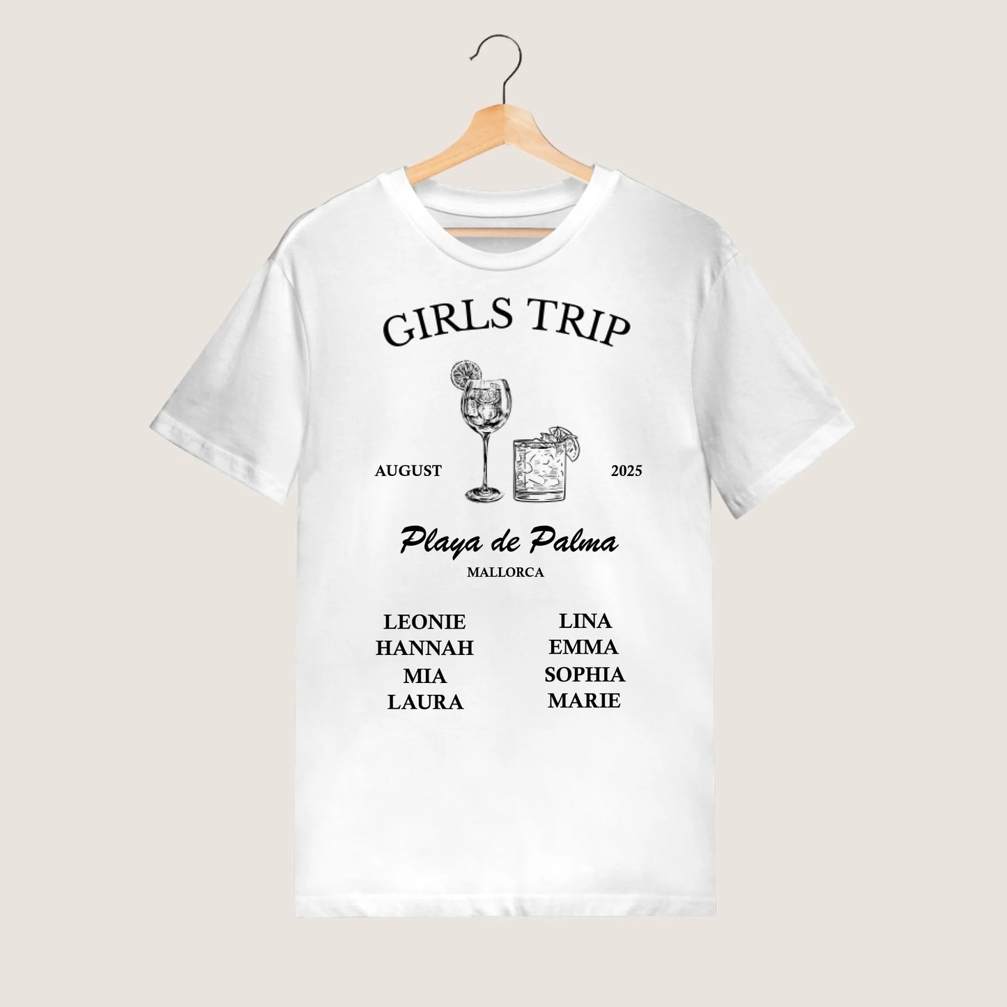 T-shirt personnalisé pour amis, enterrement de vie de jeune fille, vacances, équipe (100 % coton, unisexe)