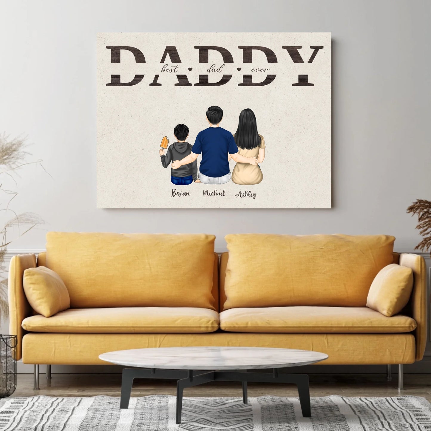 Meilleur papa de tous les temps - Toile personnalisée Père, Mère et Enfants
