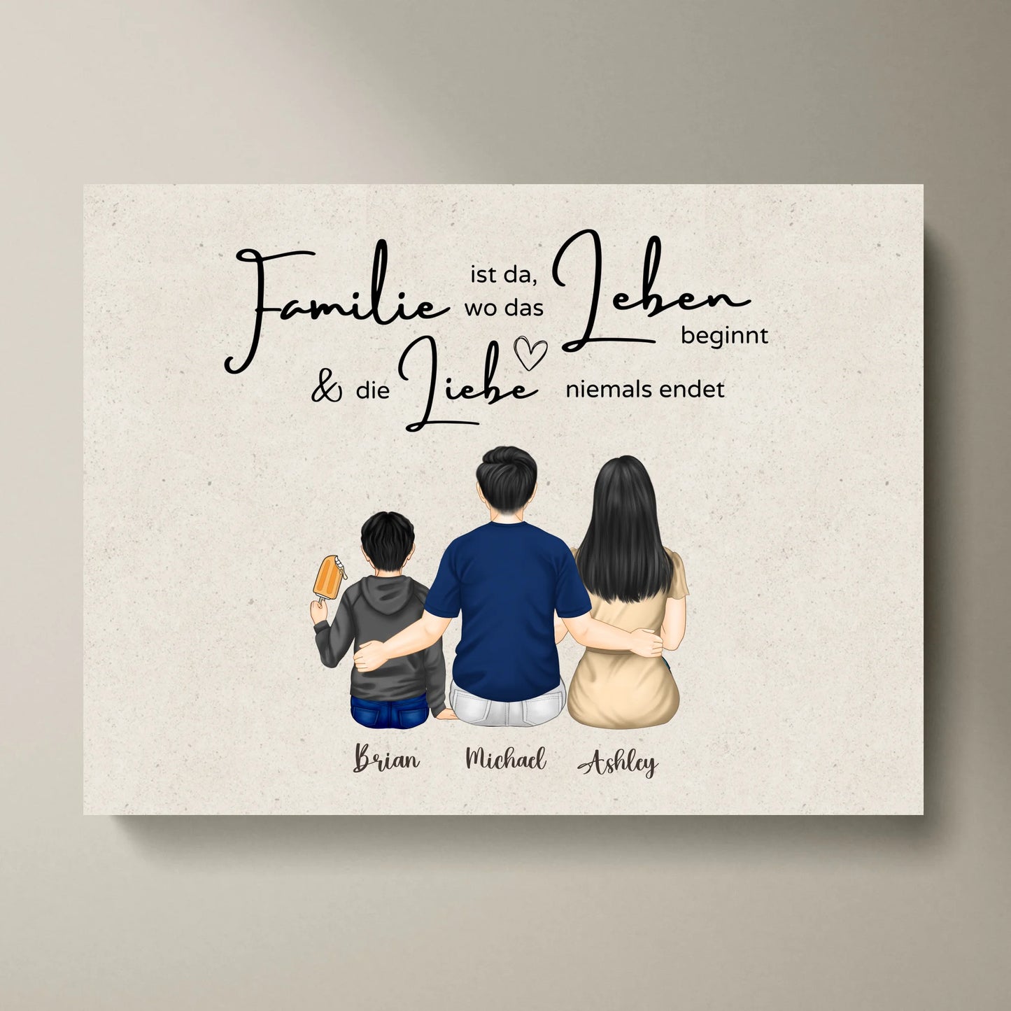Notre famille - Toile personnalisée Père, mère et enfants