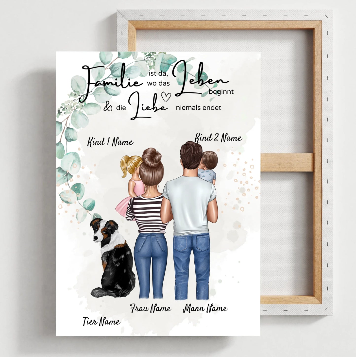 My Family Poster - Gepersonaliseerde poster (ouders met 1-4 kinderen + huisdieren)