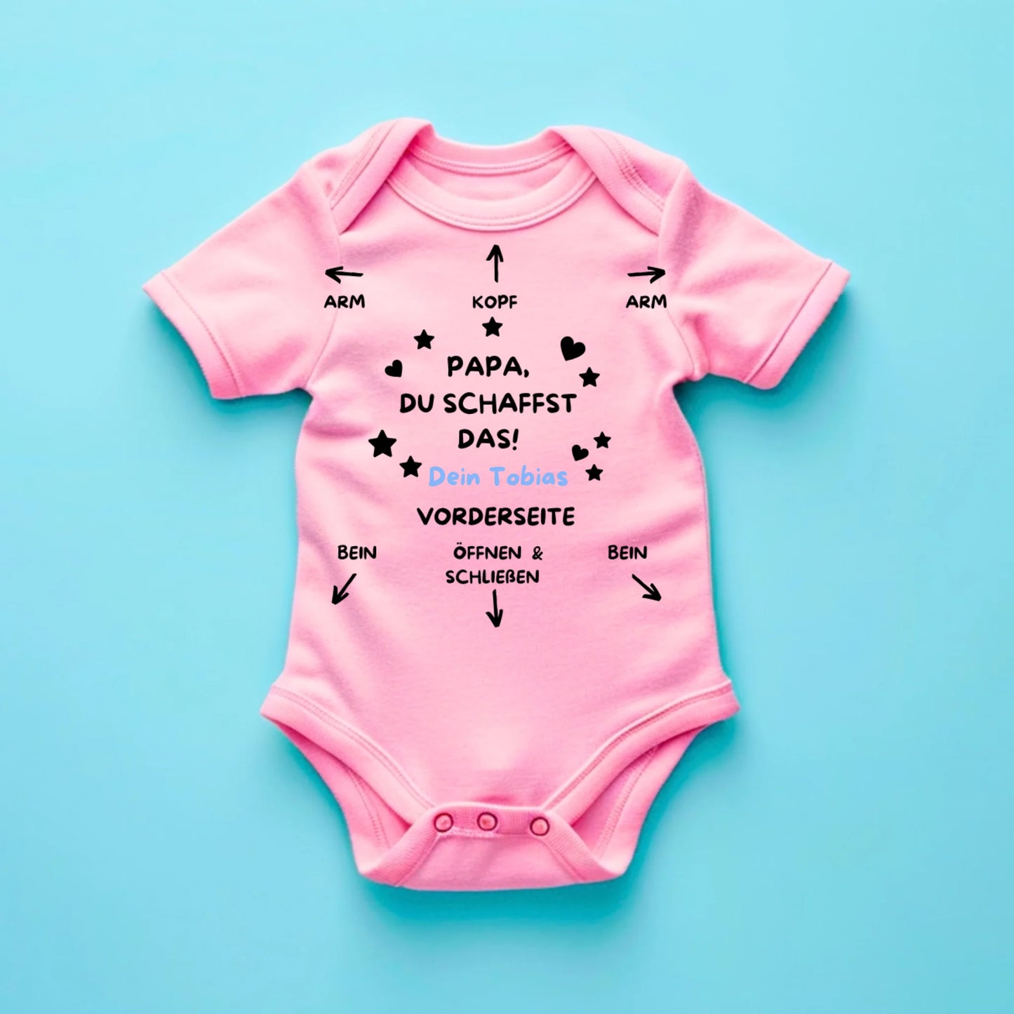 Papa, je kunt het! - Gepersonaliseerde baby rompertje/rompertje, instructies baby, bodysuit van 100% biologisch katoen
