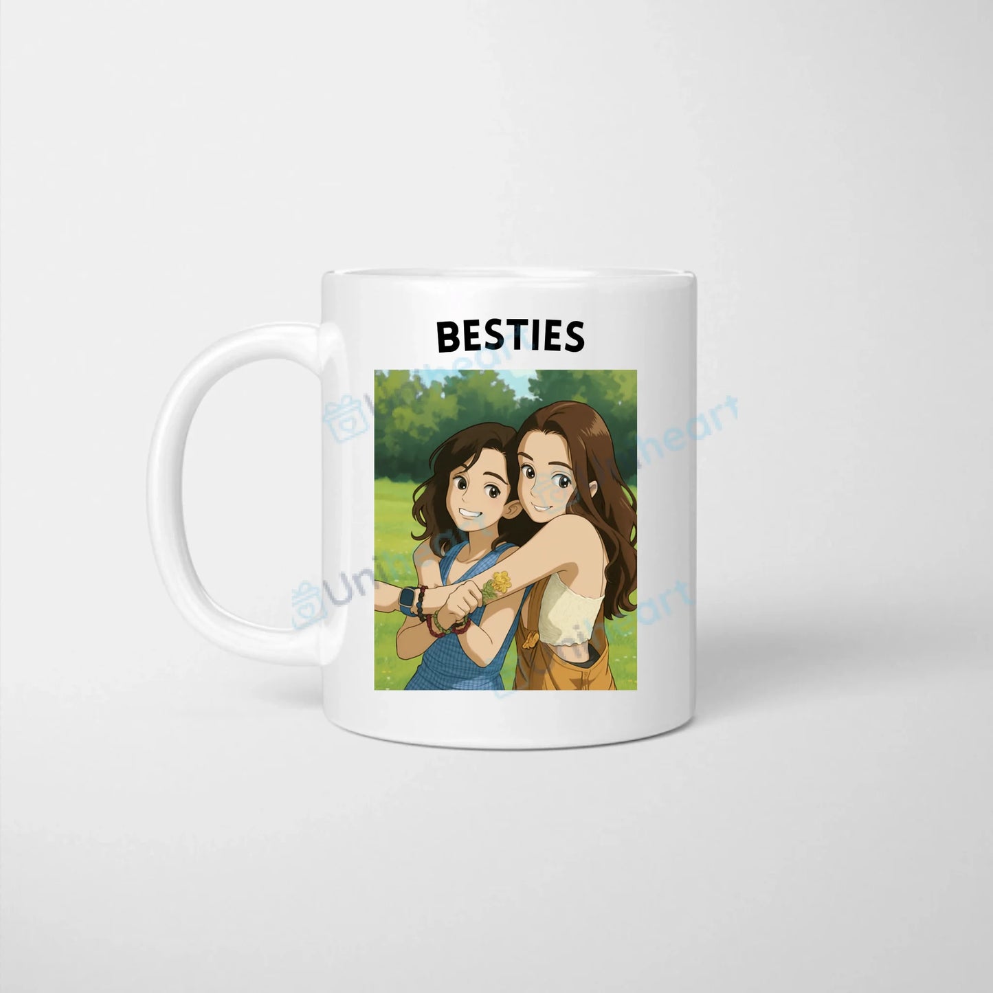 Mug photo personnalisé Besties (Transformez vos photos en dessin animé)