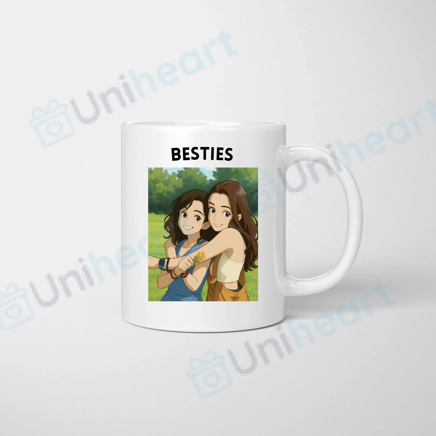 Mug photo personnalisé Besties (Transformez vos photos en dessin animé)