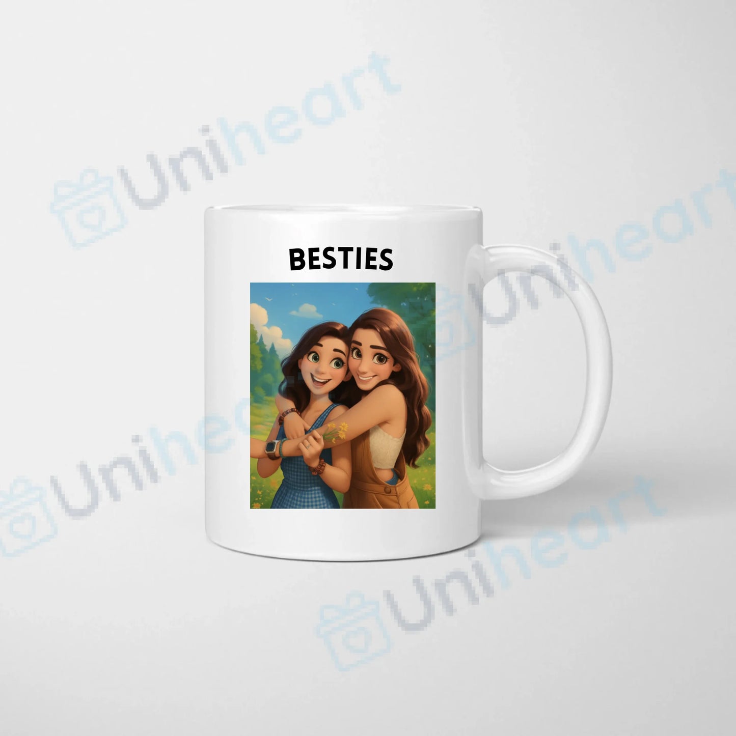 Mug photo personnalisé Besties Cartoon (Transformez vos photos en dessin Disney)