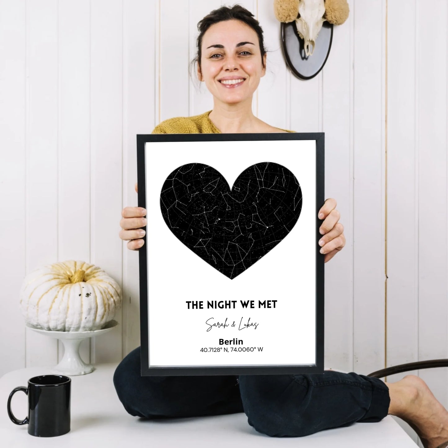De Nacht Dat We Ontmoetten - Gepersonaliseerde Sterrenhemelposter voor je partner, Valentijnsdag