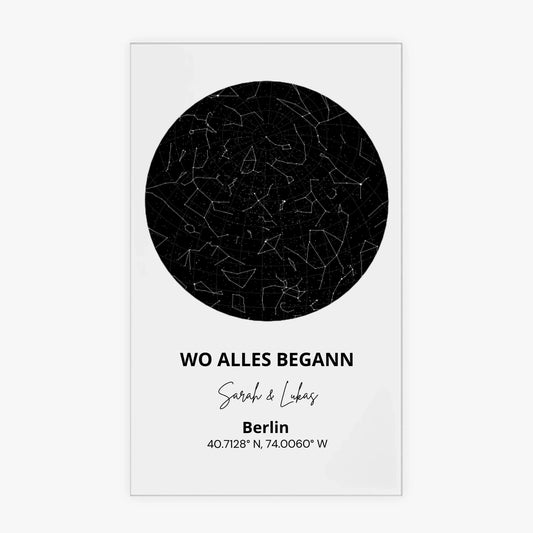 Notre ciel étoilé - Tableau personnalisé en verre acrylique pour votre partenaire, cadeau pour couples