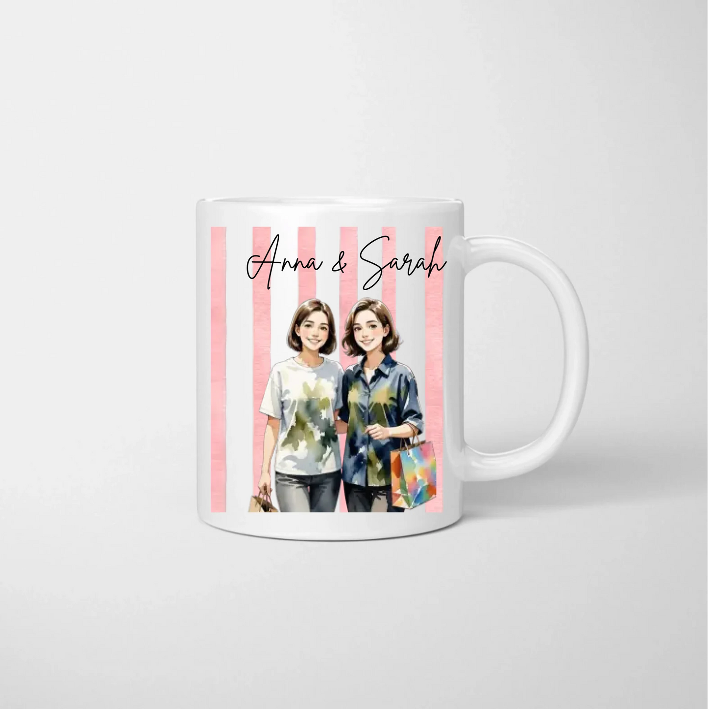 Mug personnalisé style aquarelle avec votre photo et votre nom pour vos copines, partenaires, famille, etc.