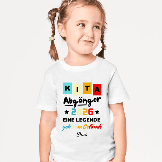 Maternelle sortants 2026, Une légende quitte les lieux - T-shirt personnalisé enfants, élèves, rentrée scolaire (100% coton)