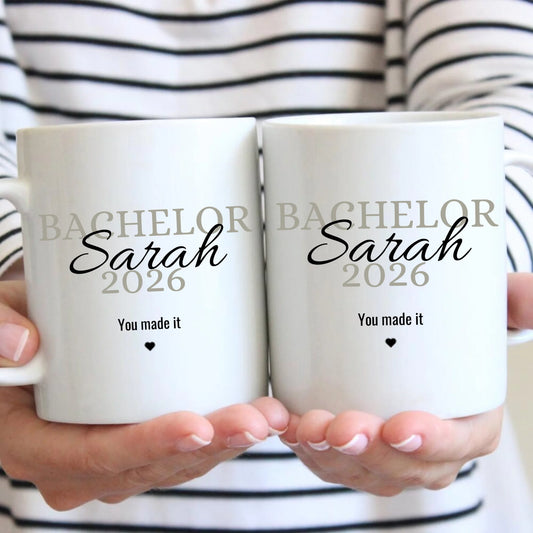 Mug de Bachelor 2026 - Mug personnalisé pour diplôme, baccalauréat, études, master, formation, brevet, examen, rentrée scolaire
