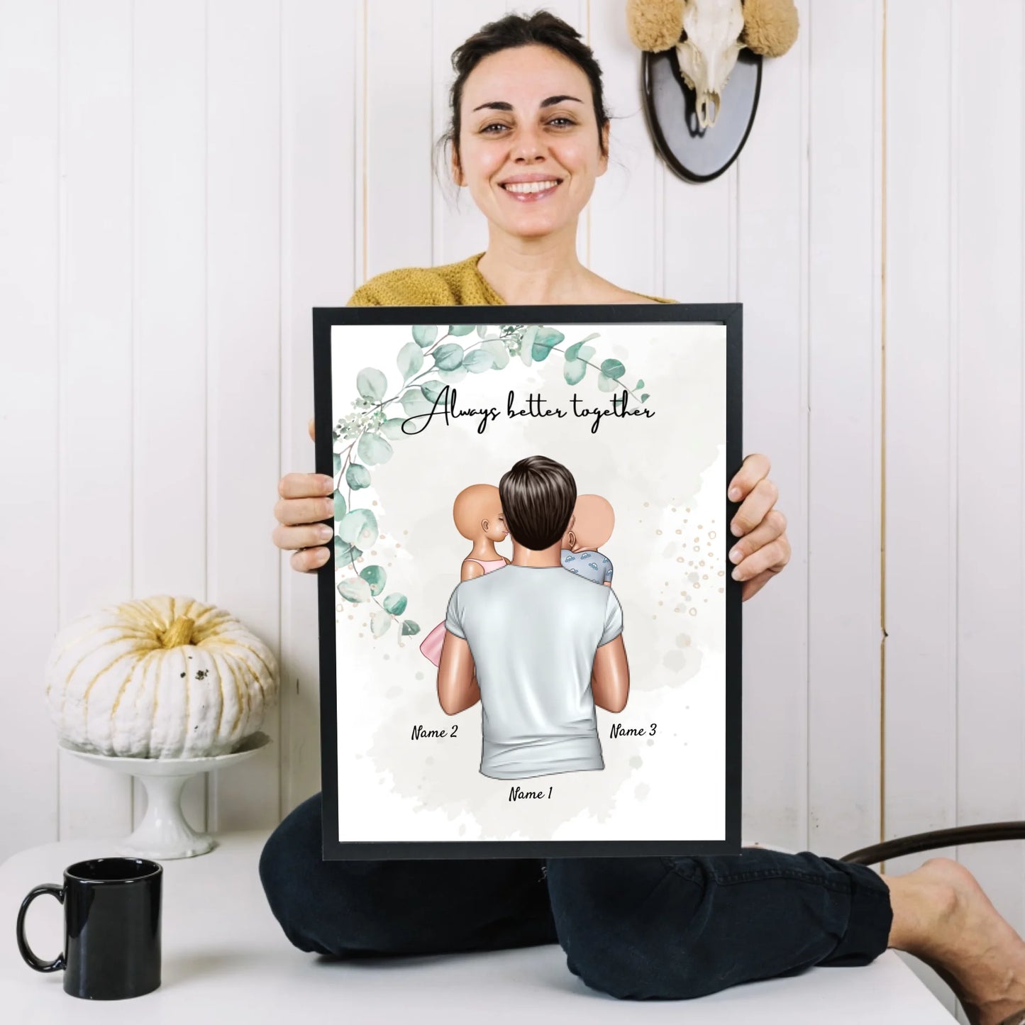 Meilleur papa avec des enfants - Poster Personnalisé