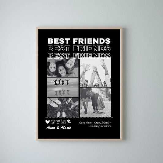 Girlfriends Forever - Affiche photo personnalisée (télécharger 3 à 5 photos)