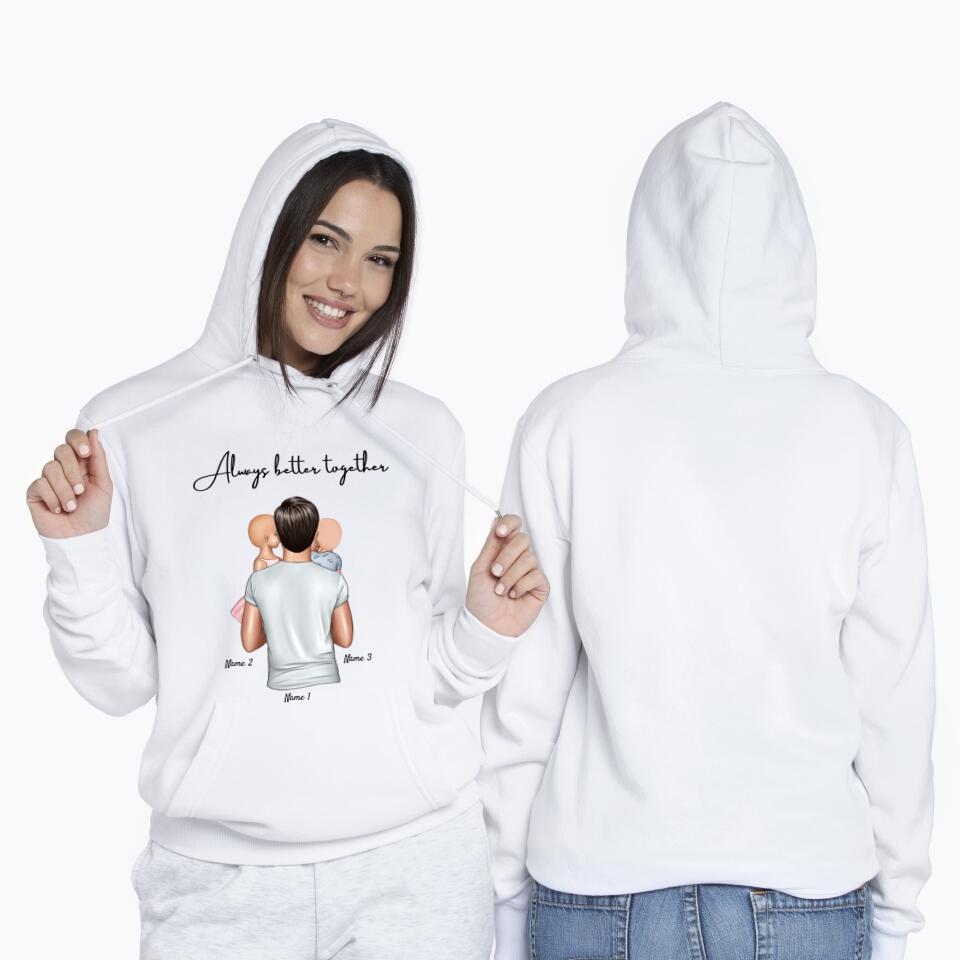 Meilleur papa - Sweat à capuche personnalisé unisexe (jusqu'à 4 enfants)