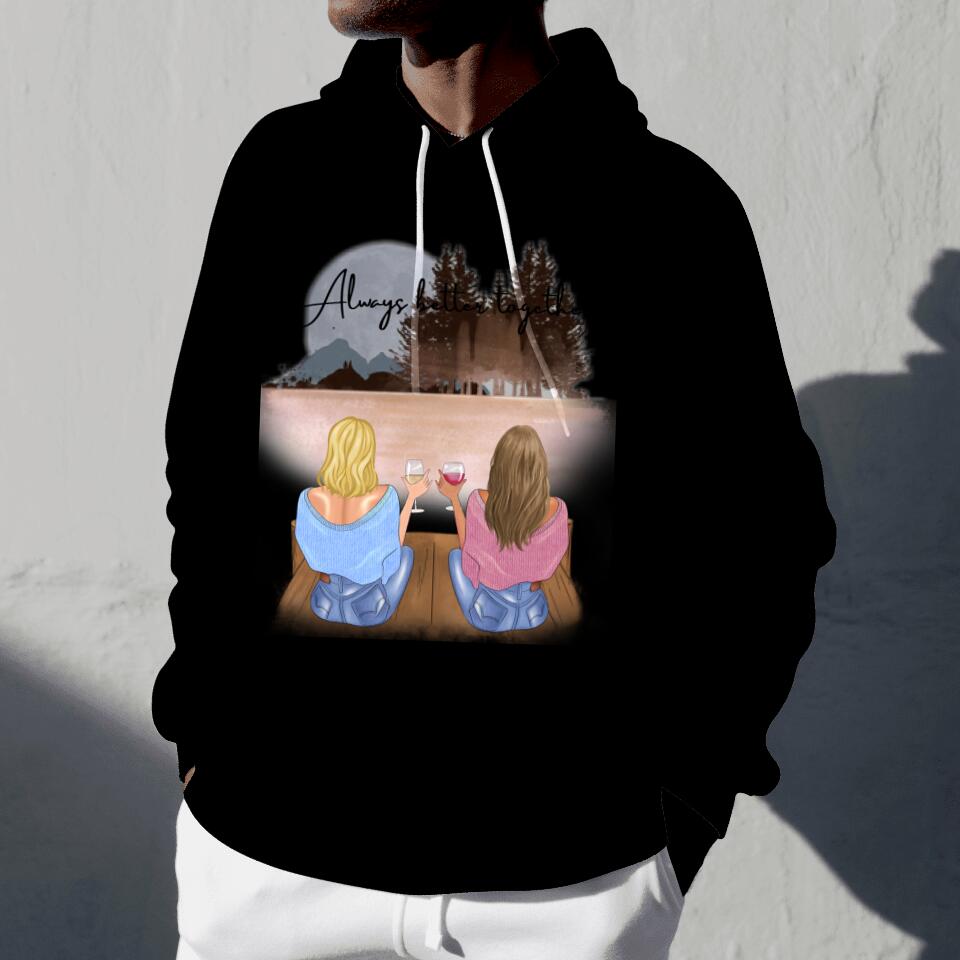 Les meilleures amies avec une boisson - Sweat à capuche personnalisé unisexe