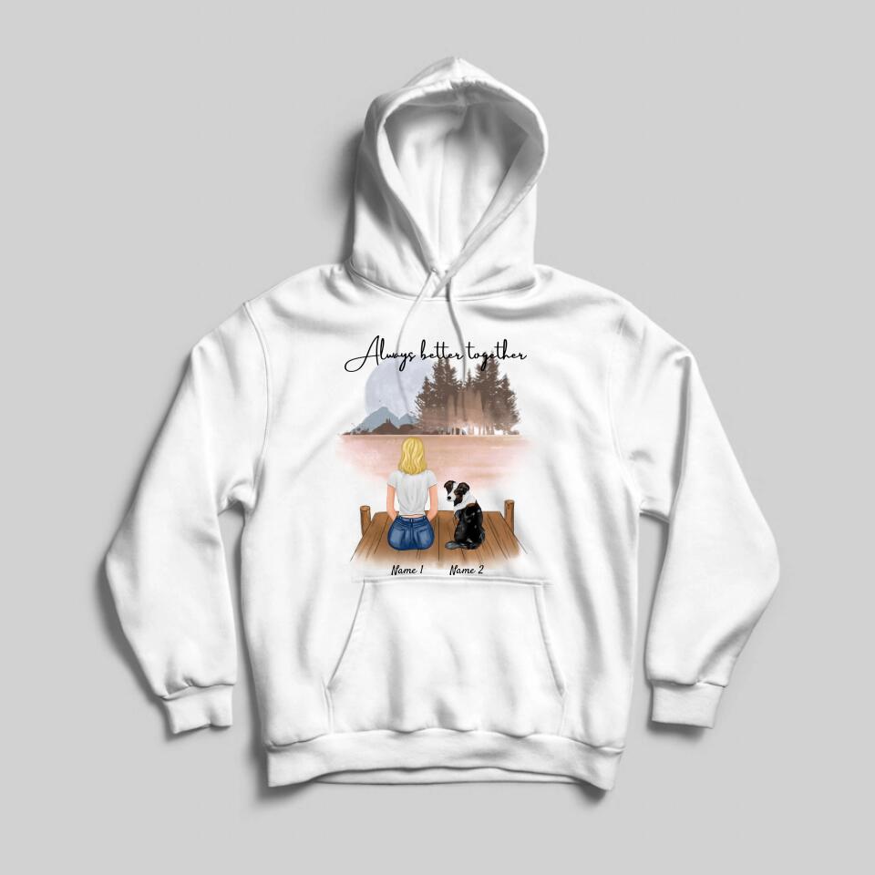 Femme avec animal de compagnie - Sweat à capuche personnalisé unisexe (chien & chat)