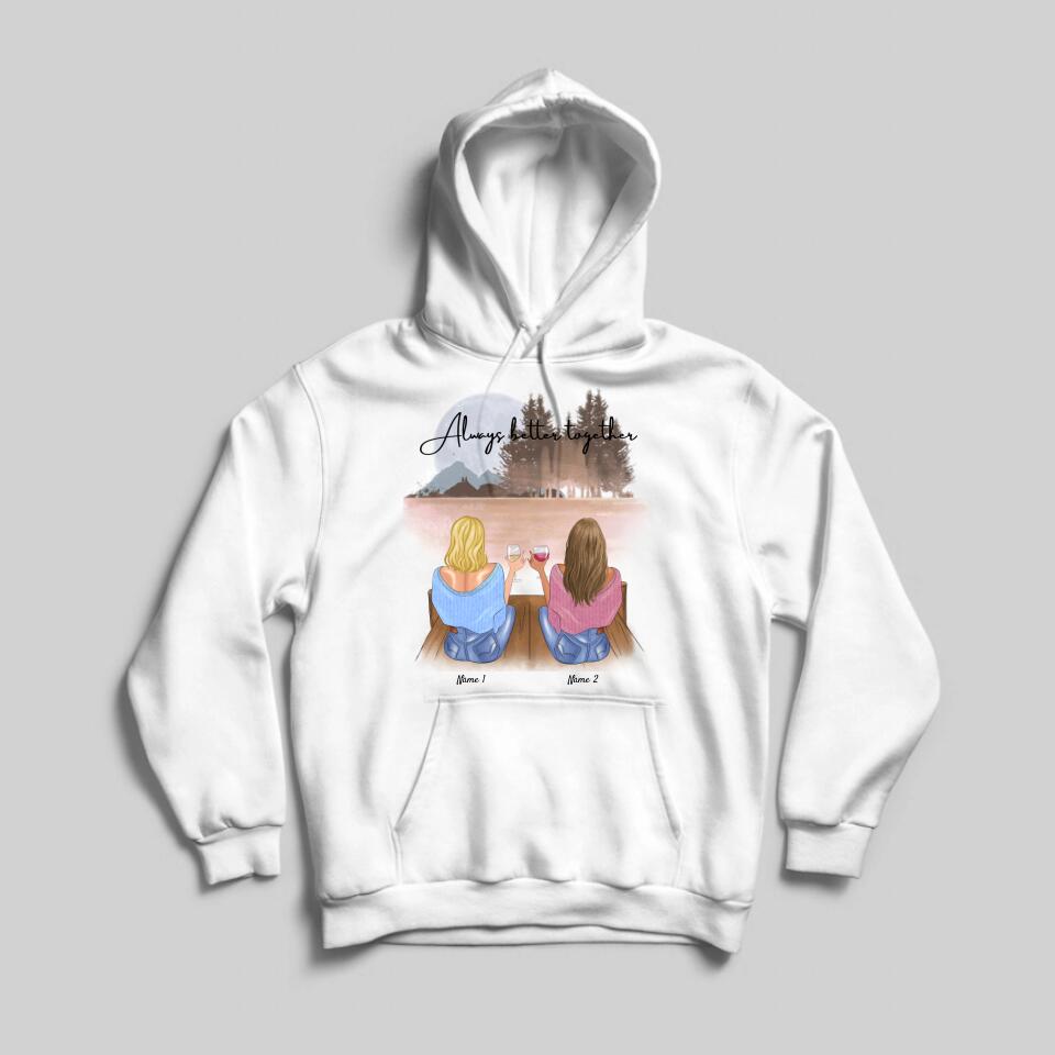 Les meilleures amies avec une boisson - Sweat à capuche personnalisé unisexe