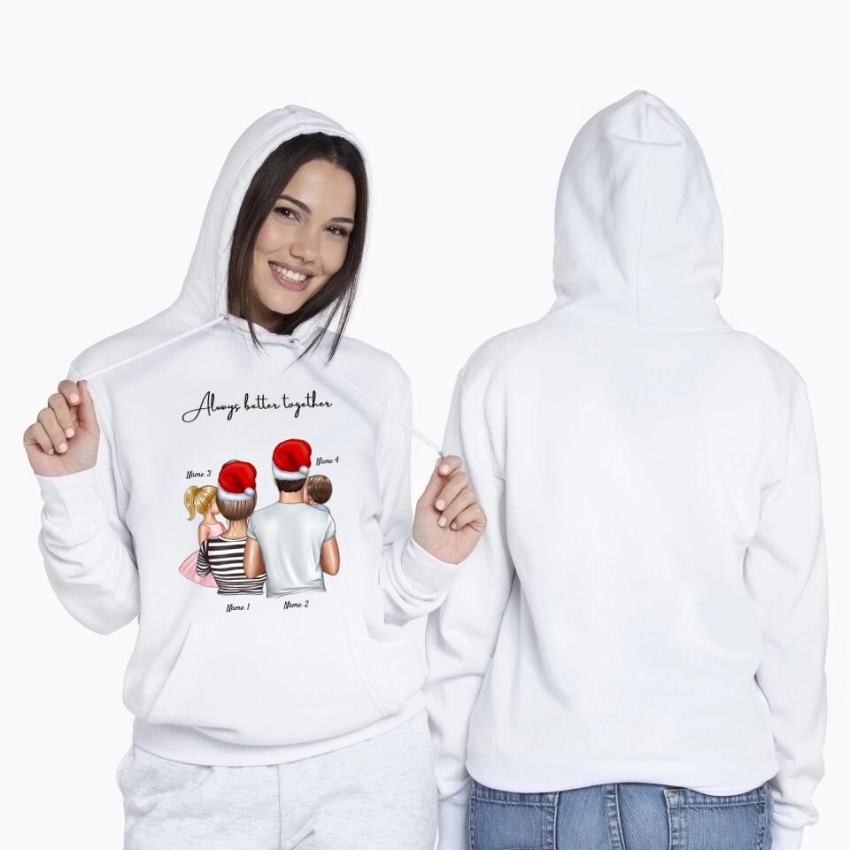My Family Christmas - Gepersonaliseerde trui met capuchon Unisex (tot 4 kinderen)