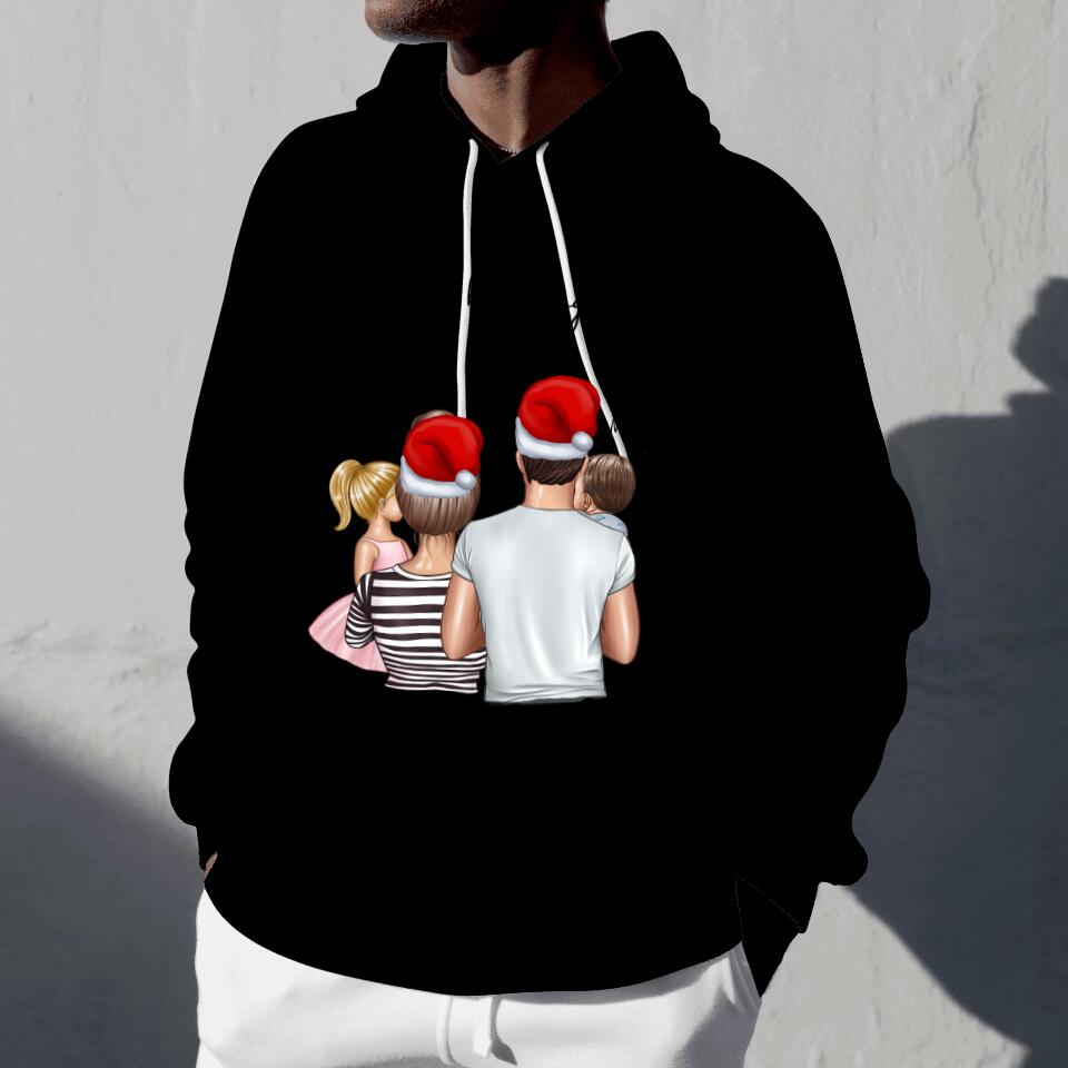 My Family Christmas - Gepersonaliseerde trui met capuchon Unisex (tot 4 kinderen)