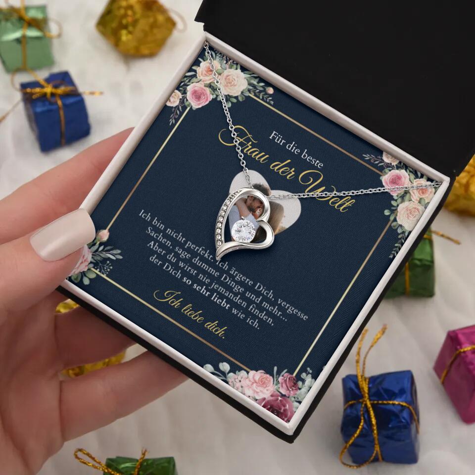 Forever Love "Meilleure femme" - Collier avec pendentif coeur & carte photo personnalisée