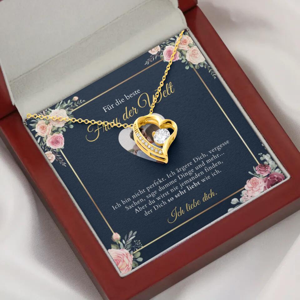 Forever Love "Meilleure femme" - Collier avec pendentif coeur & carte photo personnalisée