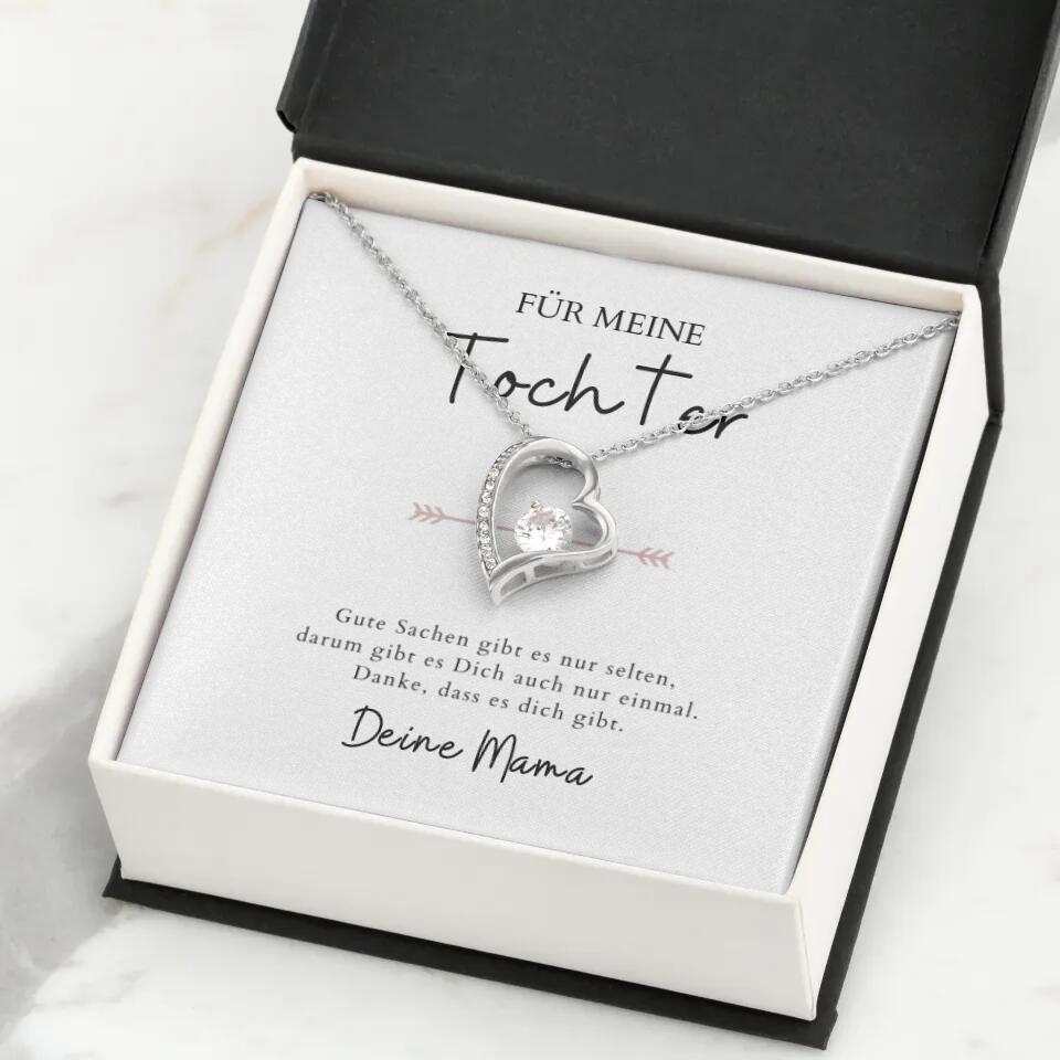Forever Love "Pour ma fille" - Collier avec pendentif coeur & carte personnalisée (cadeau fille-mère)