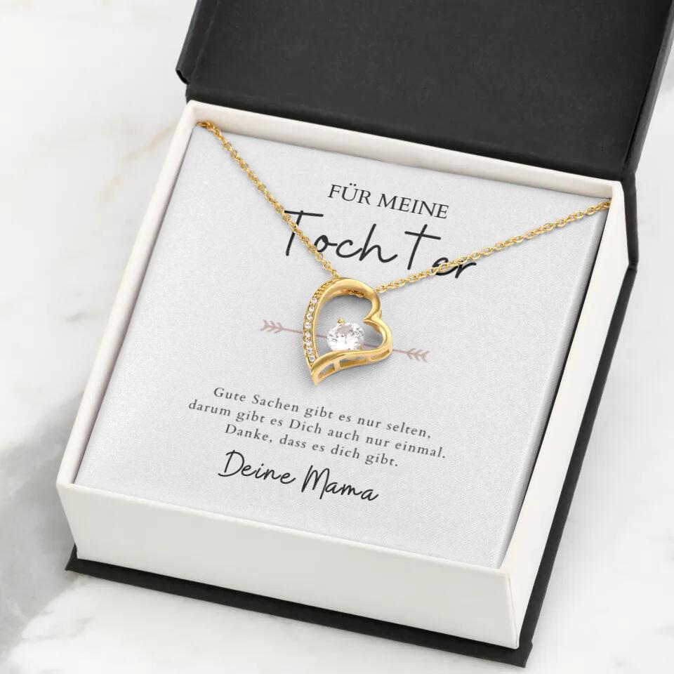 Forever Love "Pour ma fille" - Collier avec pendentif coeur & carte personnalisée (cadeau fille-mère)