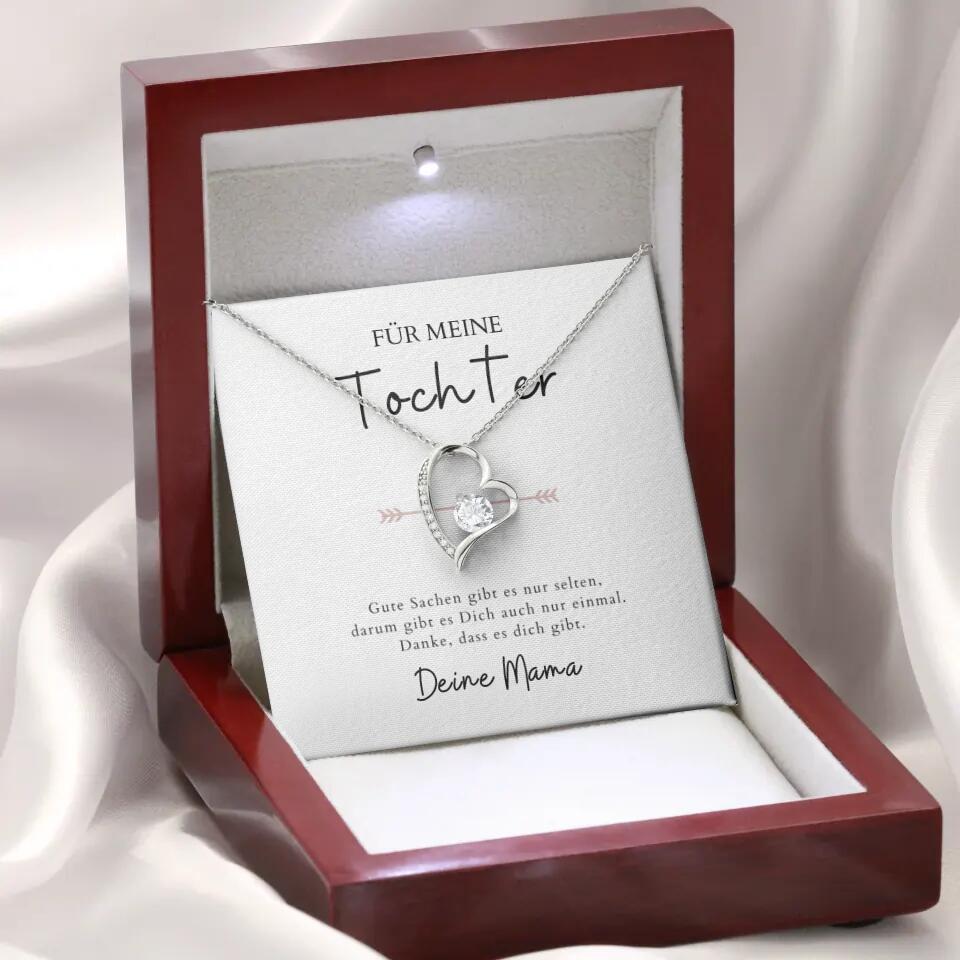 Forever Love "Pour ma fille" - Collier avec pendentif coeur & carte personnalisée (cadeau fille-mère)