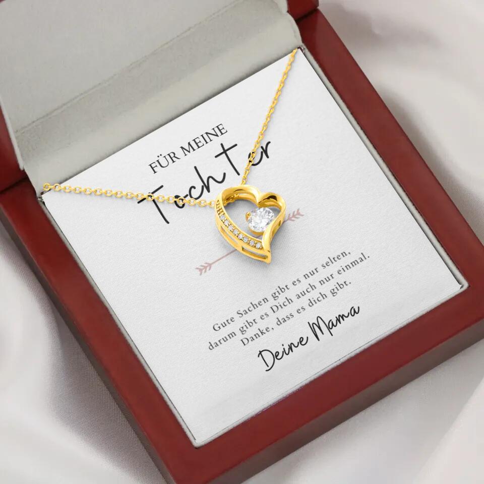 Forever Love "Pour ma fille" - Collier avec pendentif coeur & carte personnalisée (cadeau fille-mère)
