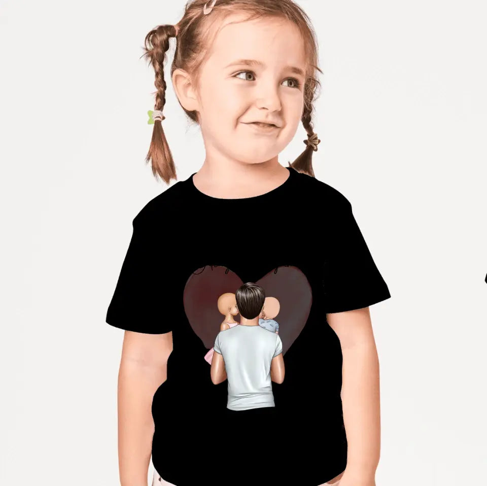 Kind met papa - Gepersonaliseerd T-shirt voor kinderen (100% katoen, unisex)