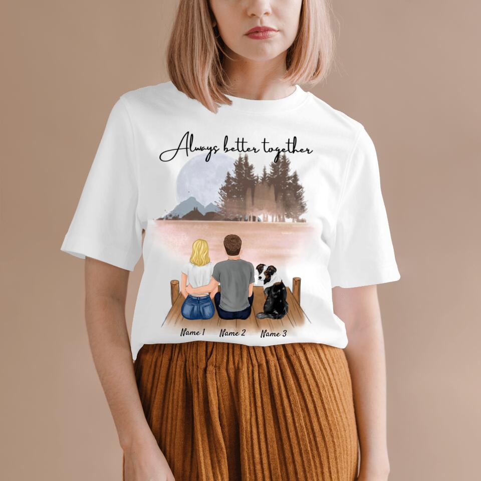 Couple avec animal de compagnie - T-shirt personnalisé (100% coton, unisexe)