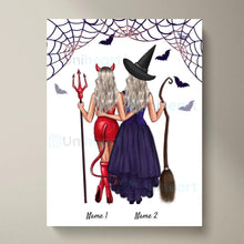 Afbeelding in Gallery-weergave laden, Beste heksenvrienden - Gepersonaliseerde Halloween-poster (2-3 personen)
