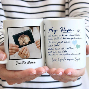 Cher papa, échographie de bébé Mug photo pour futurs parents (mère, père, grand-mère, grand-père)