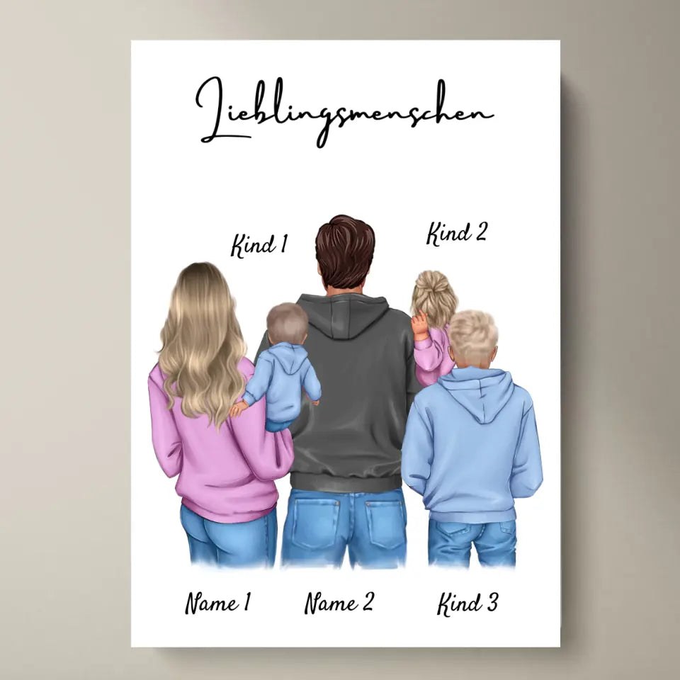 Ma famille Poster - Poster personnalisé (1-4 enfants)