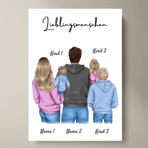 Ma famille Poster - Poster personnalisé (1-4 enfants)