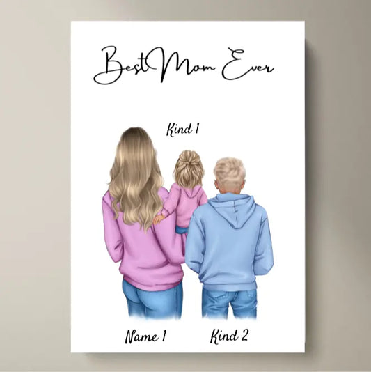 Meilleure maman Poster - Poster personnalisé (1-4 enfants, adolescents)