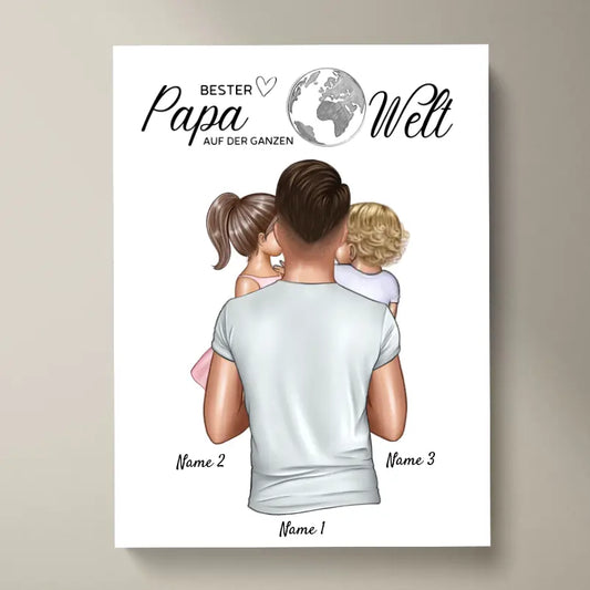 Beste vader ter wereld - Gepersonaliseerde poster (vader met kinderen)