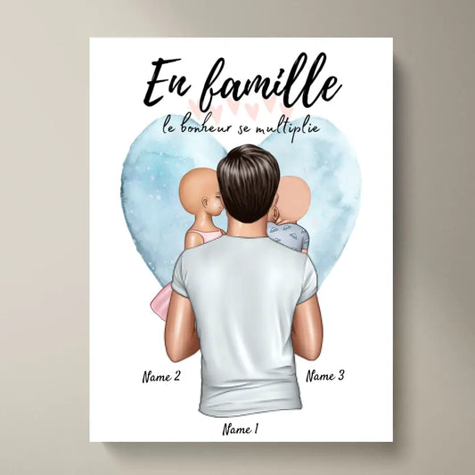 Best Dad, Meilleur papa avec des enfants - Poster Personnalisé (1 of 4 kinderen)