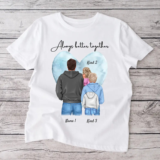 Meilleur papa, homme préféré - T-shirt personnalisé avec père & enfants/adolescents (100% coton, unisexe)